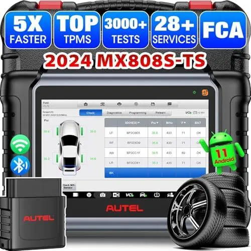 Produktbild: Autel MX808S-TS OBD2 Diagnosegerät: 2025 Neuestes TPMS Programmiergerät, Gleich wie MaxiCOM MK808S-TS MK900-TS, Aktualisiert von MK808TS MK808BT PRO MK808S, 3K+ Aktiver Test, 28+ Dienste, Android 11