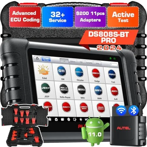 Produktbild: Autel MaxiDAS DS808S-BT KIT, Plus 11 Adapter (€200), 2025 Neueste Android 11, Neueres Modell von MP808BT PRO MP808S DS808K, ECU-Codierung & Bidirektionales Scan-Tool wie MS906 PRO MS906BT, 32+ Dienste