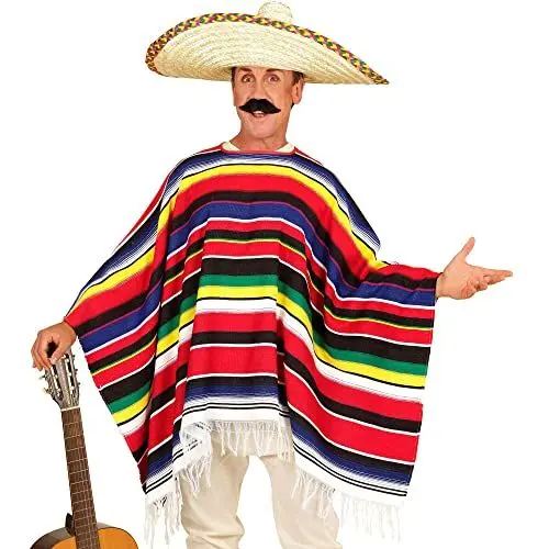 Produktbild: W WIDMANN MILANO Party Fashion 75722 - Authentischer mexikanischer Poncho, Kostümzubehör, Accessoire, Überwurf, Mexikaner, Karneval, Mottoparty