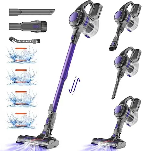 Produktbild: Authmic 36000Pa/50Min Akku Staubsauger,Staubsauger Kabellos mit HEPA×3,Vacuum Cleaner,1.6L Staubbehälter,Staubsauger für Tierhaare, Teppich und Hartboden