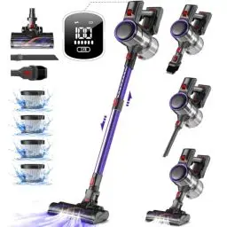 Produktbild: Authmic Akku Staubsauger, 45000Pa Kabelloser staubsauger mit H13 HEPA, Staubsauger Kabellos mit Touchscreen, bis zu 50 Minuten, Anti-Tangle-Bürste, für Hartböden, Teppich und Tierhaare