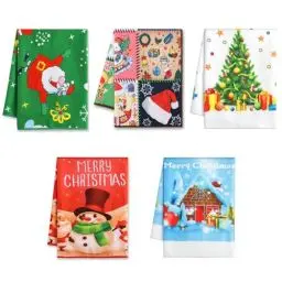 Produktbild: Autilify Geschirrtücher-5er Set Geschirrtuch,Küchenhandtücher,Küchentuch,Handtuch-Set (Frohe Weihnachten)