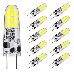 Produktbild: Auting G4 LED Lampen 12VAC/DC, 2W LED G4 leuchtmittel 6000K Kaltweiß LED Birnen Glühbirne Ersatz für 20W Halogenlampen 360°Abstrahlwinkel Kein Flackern Energiesparlampe,10er Pack