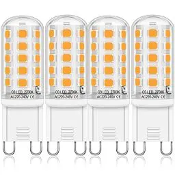 Produktbild: Auting G9 LED Lampe Warmweiß 2700K G9 LED Birnen, LED Leuchtmittel 4W Entspricht 30W-40W Halogenlampe, 400 Lumen kein Flackern, nicht dimmbar, Enegiesparende G9 kleine Birne, 4er Pack