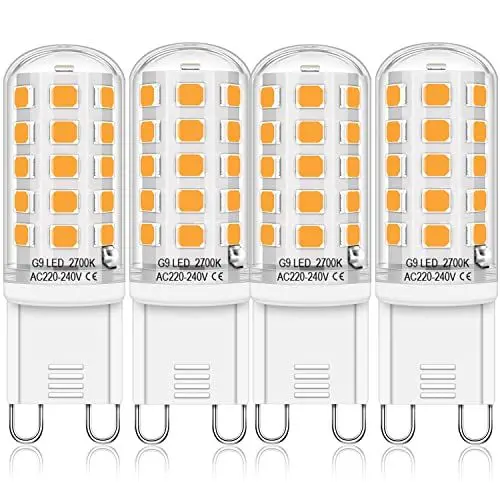 Produktbild: Auting G9 LED Lampe Warmweiß 2700K G9 LED Birnen, LED Leuchtmittel 4W Entspricht 30W-40W Halogenlampe, 400 Lumen kein Flackern, nicht dimmbar, Enegiesparende G9 kleine Birne, 4er Pack