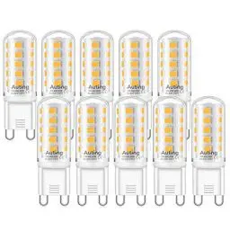 Produktbild: Auting G9 LED Warmweiß Dimmbar 4W, 2700K Warmweiß LED G9 Dimmbar, 20W-40W Ersatz G9 Halogenlampen, Kein Flackern Glühlampe 400LM G9 led warmweiß dimmbar für Drinnen und Draußen 10er Pack