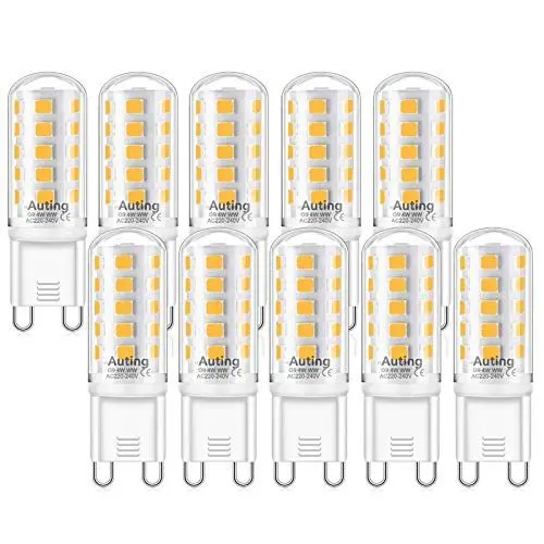 Produktbild: Auting G9 LED Warmweiß Dimmbar 4W, 2700K Warmweiß LED G9 Dimmbar, 20W-40W Ersatz G9 Halogenlampen, Kein Flackern Glühlampe 400LM G9 led warmweiß dimmbar für Drinnen und Draußen 10er Pack