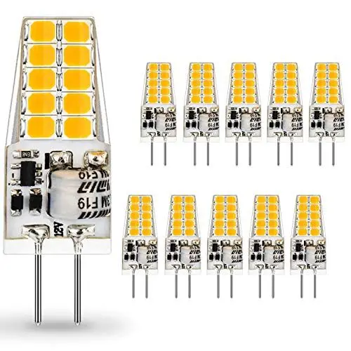 Produktbild: Auting LED G4 Lampen,3W G4 LED Birnen 3000K Warmweiß 300lm, Ersatz für 30W Halogenlampen,Kein Flackern Nicht Dimmbar 360° Lichtwinkel,12V AC/DC,10er Pack
