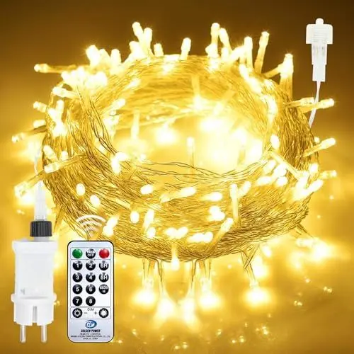 Produktbild: Auting Led Lichterkette, 23M 200 LEDS Lichterkette innen warmweiß mit Fernbedienung Timer 8 Modi, IP65 Wasserdicht für Innen und Außen,Niederspannung, Lichterkette für Party Weihnachten Garten Zimmer
