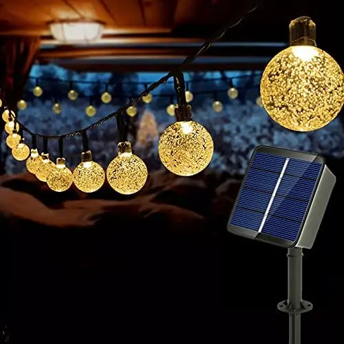 Produktbild: Auting Solar LED lichterkette balkon außen,Solar Kristall Kugeln Warmweiß 60 LEDs 11M 8 Modi Außer Innen Lichter Beleuchtung für Garten,Bäume,Terrasse,Weihnachten,Partys