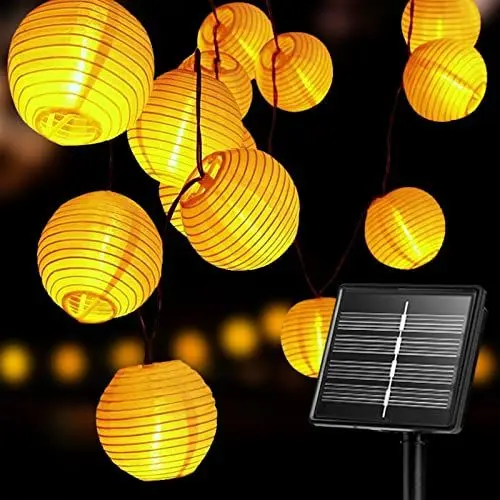 Produktbild: Auting Solar Lichterkette Lampion Außen,Lampions Außen Wetterfest 6M 20 LED Laternen Solarlampen für Lichterkette Aussen, 8 Modi Solar Beleuchtung für Garten, Balkon,Hof,Fest Deko (Warmweiß)