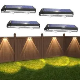 Produktbild: Auting Solarlampen für Außen, 4 Stück Solar Wandleuchte aussen,IP65 Wasserdicht 3 Leuchtmodi,Solar Wandleuchte für Aussen Garten, LED Gartenlampen,Zaun beleuchtung,Balkon Deko,Wand,Terrasse