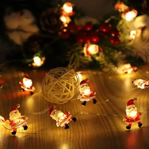 Produktbild: Auting weihnachtsdeko innen, 4m 40 leds Warmweiß Weihnachtsmann Weihnachtsdeko mit Timer-Funktion, weihnachtsbeleuchtung innen, für Lichtervorhang, Party, Weihnachten,Weihnachtsbaum
