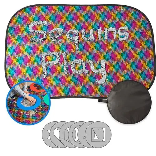Produktbild: Autismus und Anti Stress Sensorik Spielzeug für Kinder mit Autismus und ADHS – das Sequin Fabric Sensory Board mit umklappbaren Pailletten für Autisten | Sensory Wall Matte aus Pailettenstoff