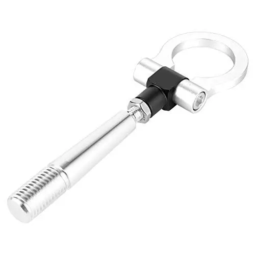 Produktbild: KIMISS Abschlepphaken, Tragbarer Hinterer Abschlepphaken für JDM Style Screw on Racing Abschleppöse Metallhakenring Passend für FX35 FX45 FX50 QX70 (Silber)
