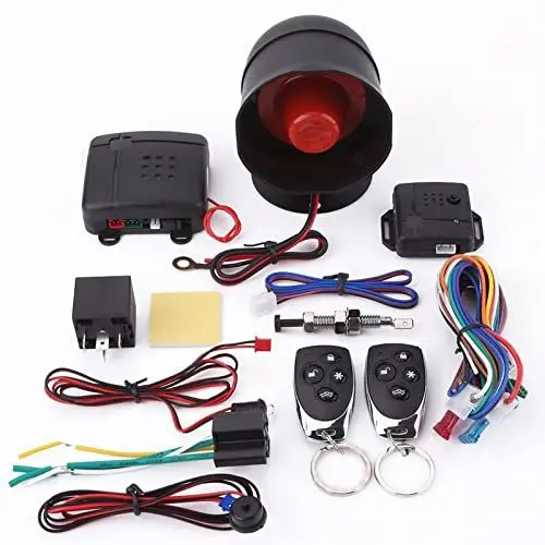 Produktbild: Auto Alarm Sicherheitssystem, Universal Alarmanlagen Sicherheit Schutz System Auto Keyless Entry System mit 2 Fernbedienungen Auto Hupe Sirene Alarm