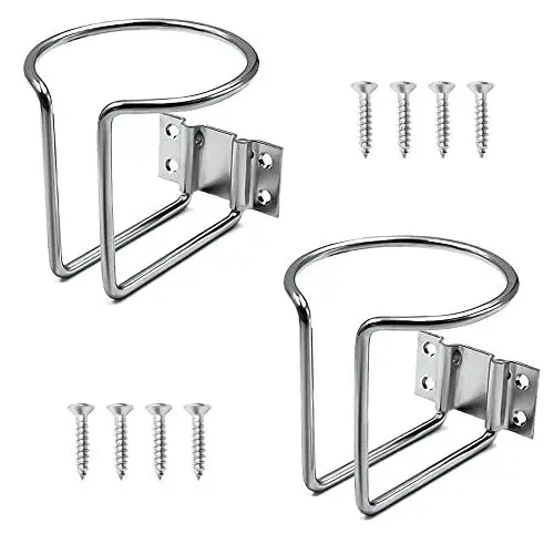 Produktbild: Auto Becherhalter, Boot Ring Getränkehalter Edelstahl Ring Becherhalter, Universal Getränkehalter für Marine Yacht Truck RV Auto Anhänger Hardware (2 Stücke) (Silber)