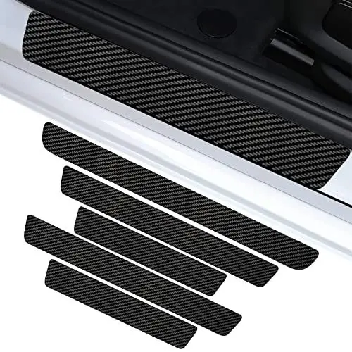 Produktbild: Auto Einstiegsleisten Schutz Folie,5 Stück Diyxisk Trunk Door Sill Strip,Carbon-Faser-StoßStangen Anti-Scratch