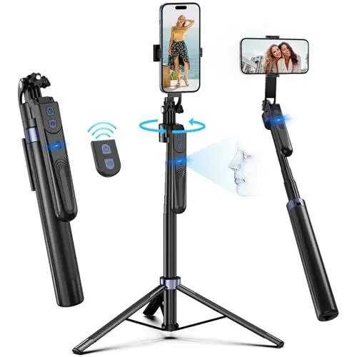 Produktbild: Auto Face Tracking Handy Stativ,360° Drehung Selfie Stick Stativ für Smartphone,iPhone Handyhalterung mit Fernauslöser,Eingebaut Verfolgung Kamera Stativ für YouTube Tiktok Videodreh
