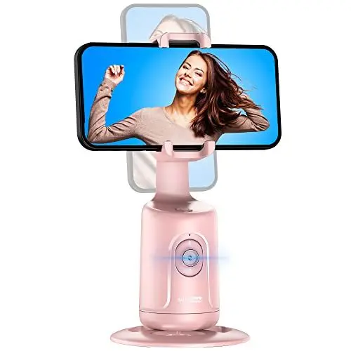Produktbild: Auto Face Tracking Stativ, 360° Rotation Smart Tracking Telefonhalter, Keine App nötig, Smart Gesicht Körper Tracking Selfie Stick Gimbal Stabilisator für Videoaufnahme, Live Streaming, Vlog (Rosa)