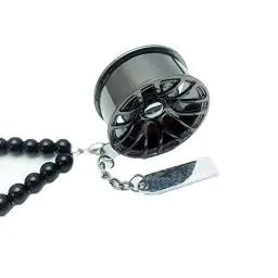 Produktbild: Auto Innenraum Ornament Dekoration, MoreChioce Radförmiger Rückspiegelanhänger Auto Rückspiegel Hängen Ornament Dekoration Metallanhänger Auto Innen Styling Zubehör,Schwarz