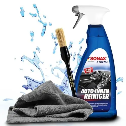 Produktbild: Auto Innenraum Reinigungsset | Sonax Xtreme AutoInnenReiniger 1l + Detailing Pinsel + Mikrofasertuch | Innenraum Reiniger Set | Innenraumreiniger Cockpitpflege Innenreiniger