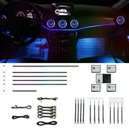 Produktbild: Auto Innenraumbeleuchtung, 18 in 1 HMYC 128 Bunte LED Acryl Faseroptikstreifen,universelle Dekorationsatmosphäre mit Musiksynchronisationsrhythmus,APP-Steuerung, RGB-Neonbeleuchtung für alle Autos