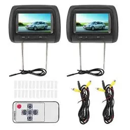 Produktbild: Auto Kopfstütze DVD Player Rückenlehne MP5 Multimedia Player Kopfstütze Monitor Auto 2 Stück 7 Zoll kabellose Steuerung verstellbare Kopfstütze LCD Videomonitor MP5 Display Schwarz
