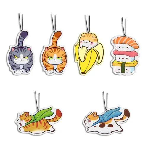 Produktbild: Auto Lufterfrischer Japanische Sashimi Sushi Cute Katze Banane Civet Carubin Billus Key Chain Carpet Verschiedene Motive Aroma Car Innenraum Duftbaum Anhänger - Animal C (6 in 1)