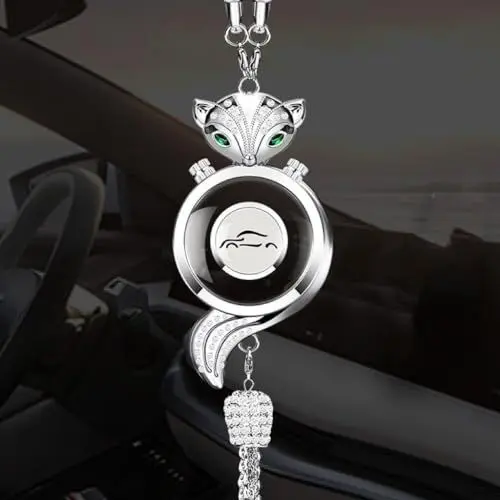 Produktbild: Auto Lufterfrischer Parfüm Kristall Rückspiegel Charms, Innenraum Hängender Anhänger Charm Dekoration Glücksdekor Ornament Zubehör für Frauen (Silber)