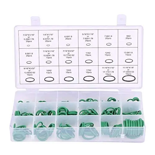 Produktbild: Auto O-Ringe Kit 270 Stück Verschiedene Auto Klimaanlage Kompressor O-Ring Dichtung Dichtungssatz Gummi Unterlegscheiben Dichtungen(Grün)