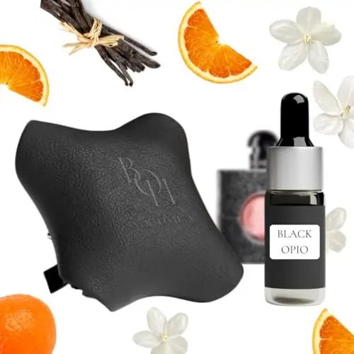Produktbild: Auto Parfüm BLACK OPIO I Autoduft I Auto Lufterfrischer I Autoduft mit eigenem parfum | Echtleder | Lang anhaltende Autozubehör Innenraum | Car Perfume | 10 ml Duftöl