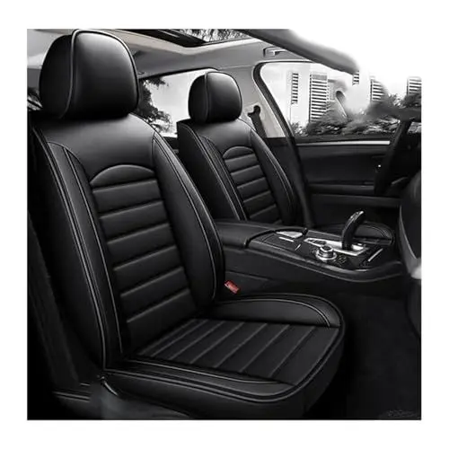 Produktbild: Auto Sitzbezüge Sets FüR Dacia Sandero Stepway 3.GEN 2.Gen 2012-2025, Leder Auto Schonbezug Full Set Sitzbezug, Auto Sitzbezüge Airbag Kompatibel, Wasserdicht Sitzbezug Auto Zubehör(Schwarz)