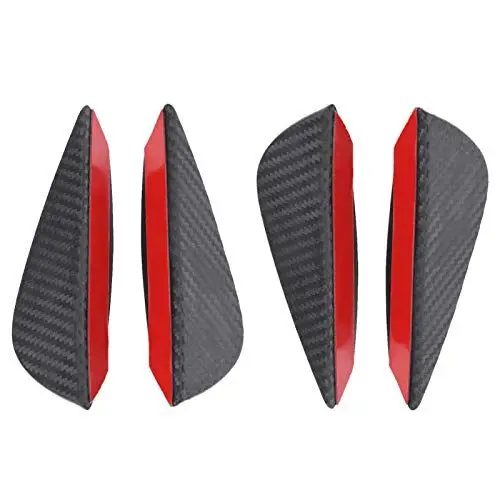 Produktbild: Auto Spoilerlippe, Frontstoßstange Lippe, 4 Stück Universal ABS Carbon Auto Frontstoßstange Flossen Lip Spoiler Canards Trim Kit
