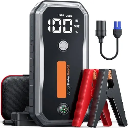 Produktbild: Auto Starthilfe Powerbank, 5000A Spitzenstrom 26800mAh Starthilfe Powerbank für All Benzin und 10.0L Dieselmotor, Starthilfe mit LED, DC Ausgang und Dual USB