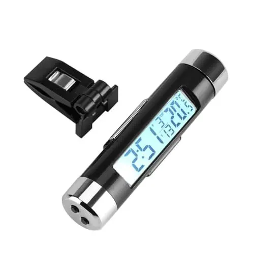 Produktbild: Auto Uhr Thermometer, 2 in 1 Clip Elektronische Digitales Kfz-LCD-Thermometer mit Weißer Hintergrundbeleuchtung, an der Entlüftung Installiert, Geschenkideen