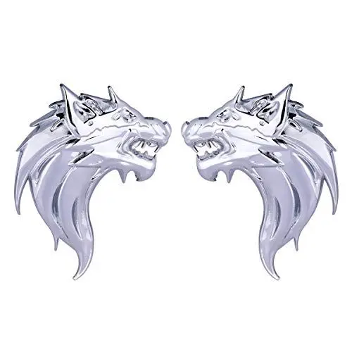 Produktbild: Autoaufkleber Auto Emblem Aufkleber 1 para 3D Metall Wolf Abzeichen Aufkleber Aufkleber Metall Auto LKW Emblem Aufkleber Dekoration (Silber)