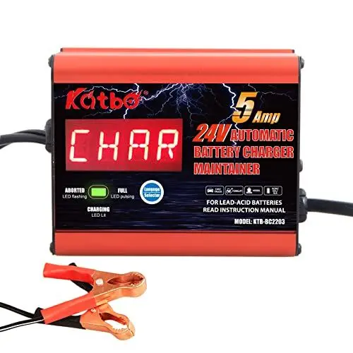 Produktbild: Autobatterie Ladegerät, 24V 5A Smart vollautomatische KFZ Batterieladegerät, geeignet für Auto LKW Motorrad Rasenmäher Boot Marine Batterien (24V 5Amp)