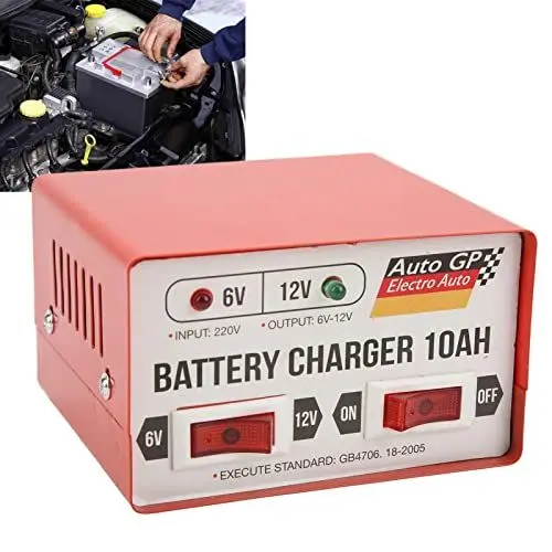 Produktbild: Autobatterieladegerät Autobatterieladegerät Metallauto für Intelligentes Batterieladegerät Schnellladung Reparaturmaschine 6V 12V Einstellbarer Roter EU-Stecker 110-220V