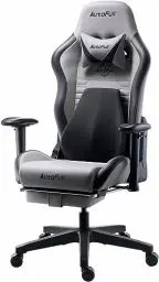 Produktbild: AutoFull C3 Gaming Stuhl, Ergonomisch Gaming-Stuhl mit Lordosenstütze, Höhenverstellbar & Neigungsfunktion, Gaming Stühle mit Fußstütze, 150 kg Belastbarkeit, Rennsitzdesign PU Leder (Grau)