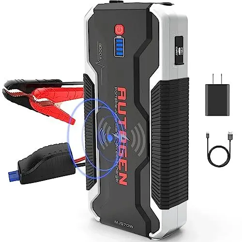 Produktbild: AUTOGEN 3000A Starthilfe Powerbank, 12V 24000mAh Batterie-Sprungpaket (8,0 l+ Benzin- und Dieselmotor), Power Bank mit Kabelloses Laden & USB QC3.0 LED-Taschenlampe, wasserdicht IP65.