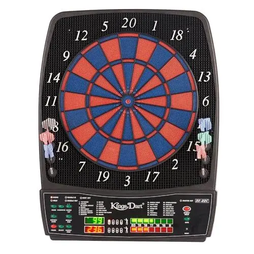 Produktbild: Automaten Hoffmann Edartscheibe Profi | Elektronische Dartscheibe in Turniergröße | Inkl. 6 Dartpfeilen | Leuchtanzeige + Sound | 2-Loch-Segmente | 28 Spielvarianten | Für Softdarts bis 18 g