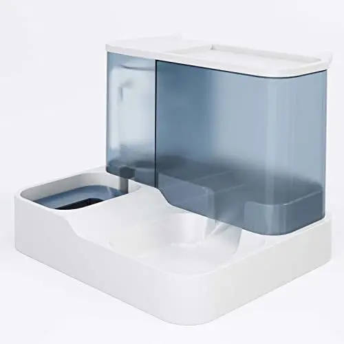 Produktbild: Automatischer Futterspender für Katzen, Wasserspender für Haustiere, 2-in-1, Großes Fassungsvermögen, Automatisches Futterspender für Haustiere mit Transparentem Fenster, Automatischer(Grau)