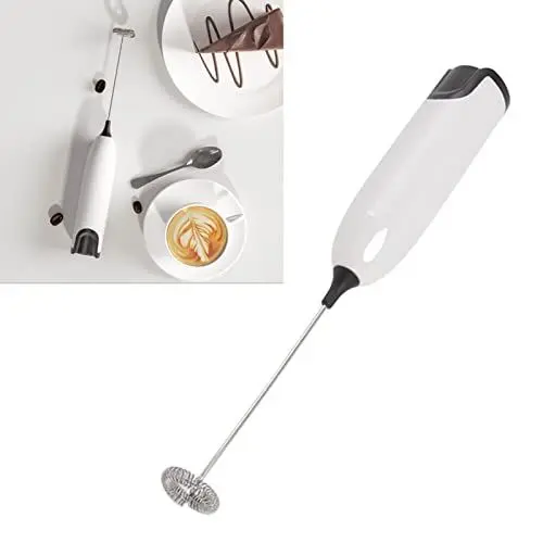 Produktbild: Automatischer Hand-Milchbesen-Rührer, elektrischer Milchaufschäumer für Kaffee, Schaumbereiter, Küche, Getränkeaufschäumer, Cappuccino, Latte, Matcha, heiße Schokolade (Weiß Schwarz)