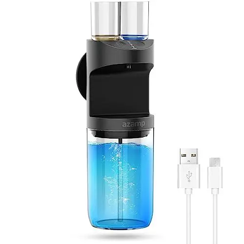Produktbild: azamp Automatischer Mundwasser-Spender für das Badezimmer, 550 ml mit magnetischen Bechern, wandmontiert, 3 einstellbare Dosierstufen, Schwarz, geeignet für alle Altersgruppen