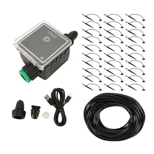 Produktbild: Automatisches Bewässerungssystem-Kit, Einstellbare, Sprühbare, Tropfbare WiFi-Fernbedienung mit Bewässerungstimer, Gartenbewässerungssystem für Rasenbalkon (30 m / 98,4 Fuß)