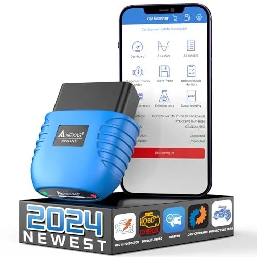 Produktbild: AUTOPHIX Nexlink OBD2 Bluetooth 5.0 Diagnosegerät Auto für Autos und Motorräder, OBD2 Bluetooth Adapter Prüfung Motorlicht Smog Prüfung OBD2 Diagnosegerät Bluetooth für iOS und Android