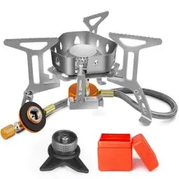 Produktbild: AUTOPkio Campingkocher 3500W, Winddicht Gas Campingkocher mit Piezozündung Faltbar Gaskocher Gasbrenner mit Adapter Gasherd für Outdoor Picknick Trekking Hiking Wandern