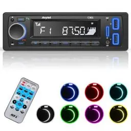 Produktbild: Autoradio Bluetooth 5.0,Avylet Autoradio mit Bluetooth Freisprecheinrichtung,7 Farben FM Autoradio 1 Din mit 2 USB/AUX/Speicherkarte/MP3-Player