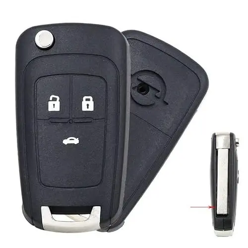 Produktbild: Autoschlüssel Gehäuse Funkschlüssel Key mit 3 Tasten Klappbares Autoschlüsselgehäuse für Opel Vauxhall Insignia Astra J Zafira B Meriva mit HU100 ungeschnittener Klinge